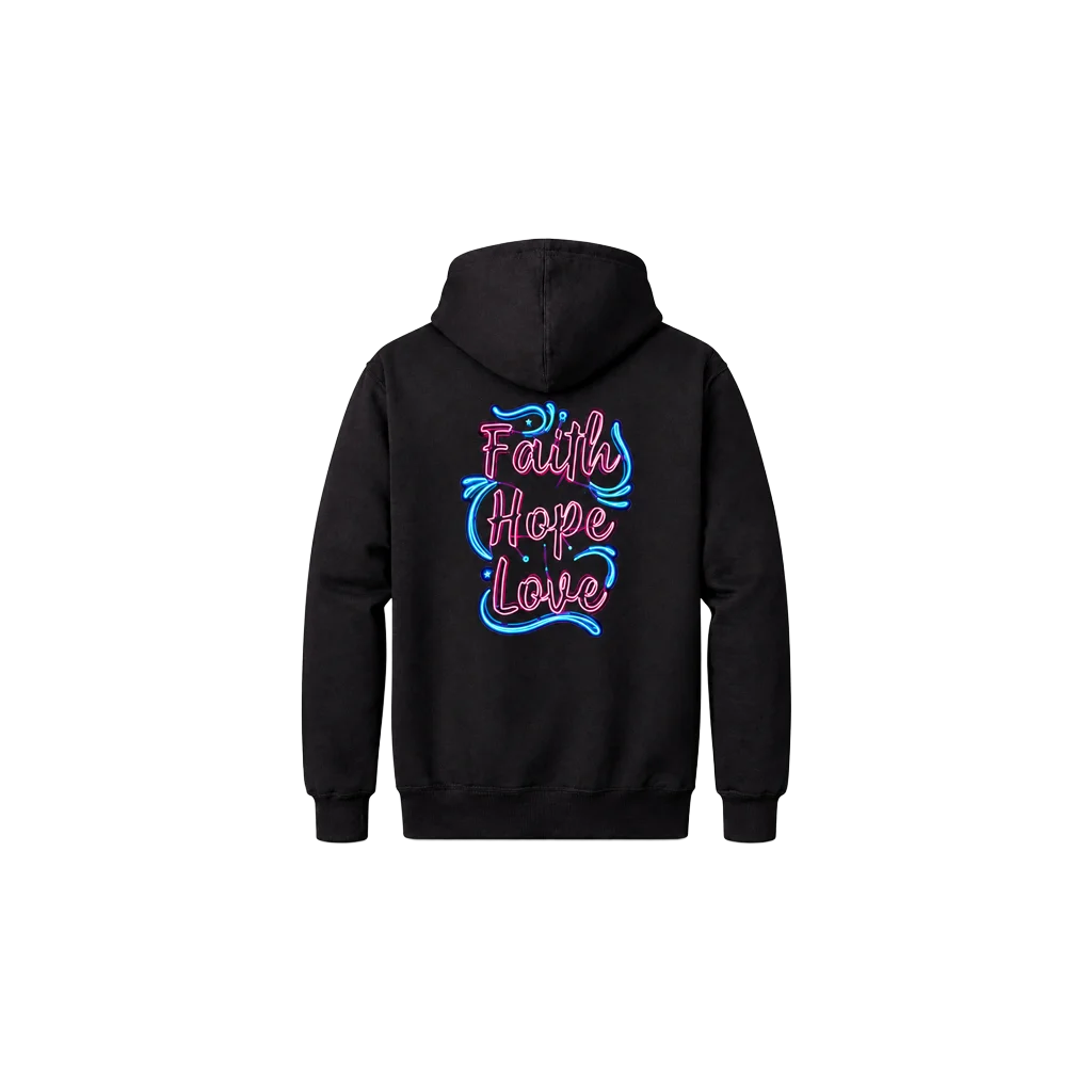 Faith Hope Love Front And Back Print Hoodie