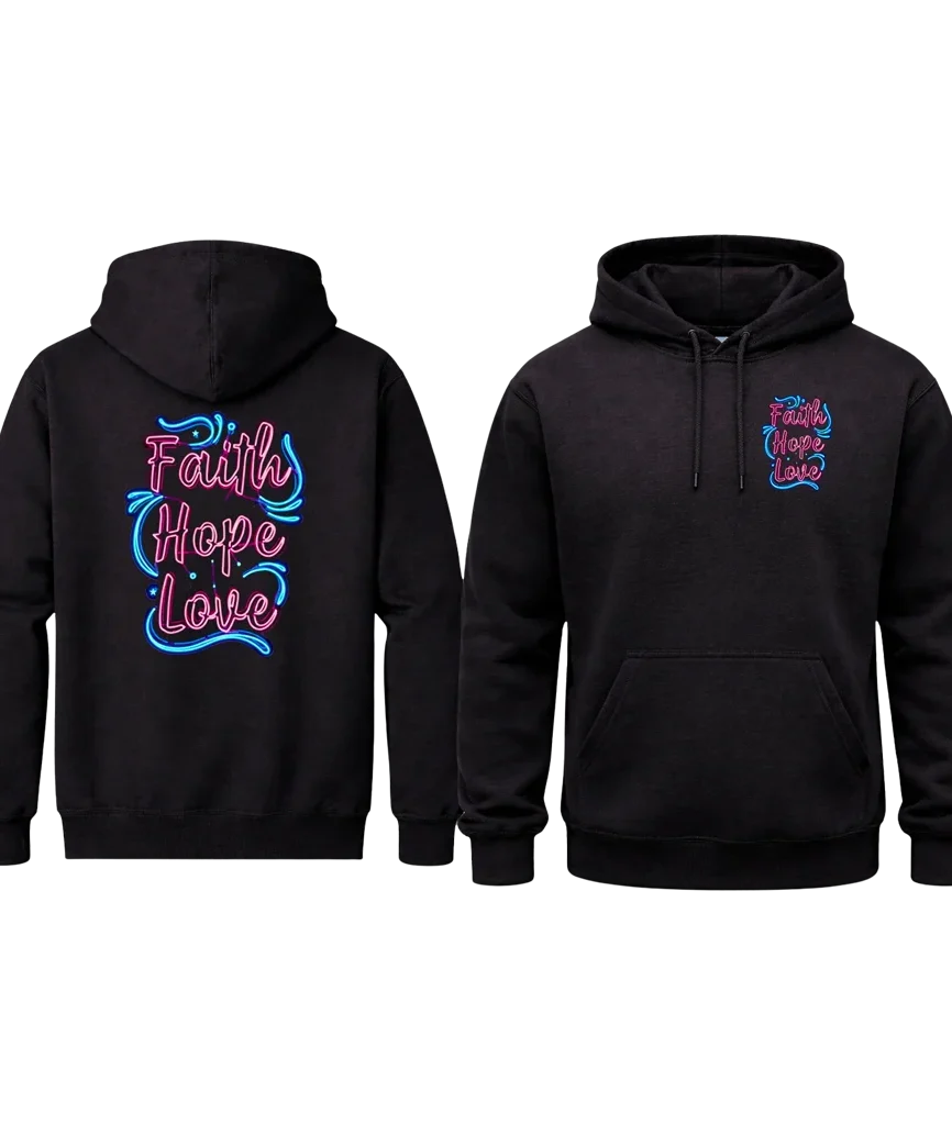 Faith Hope Love Front And Back Print Hoodie