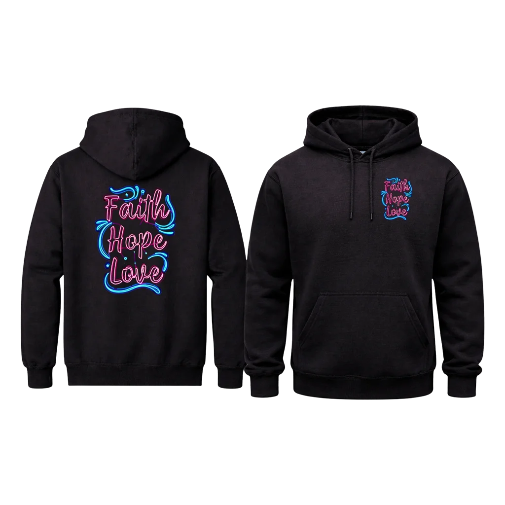Faith Hope Love Front And Back Print Hoodie