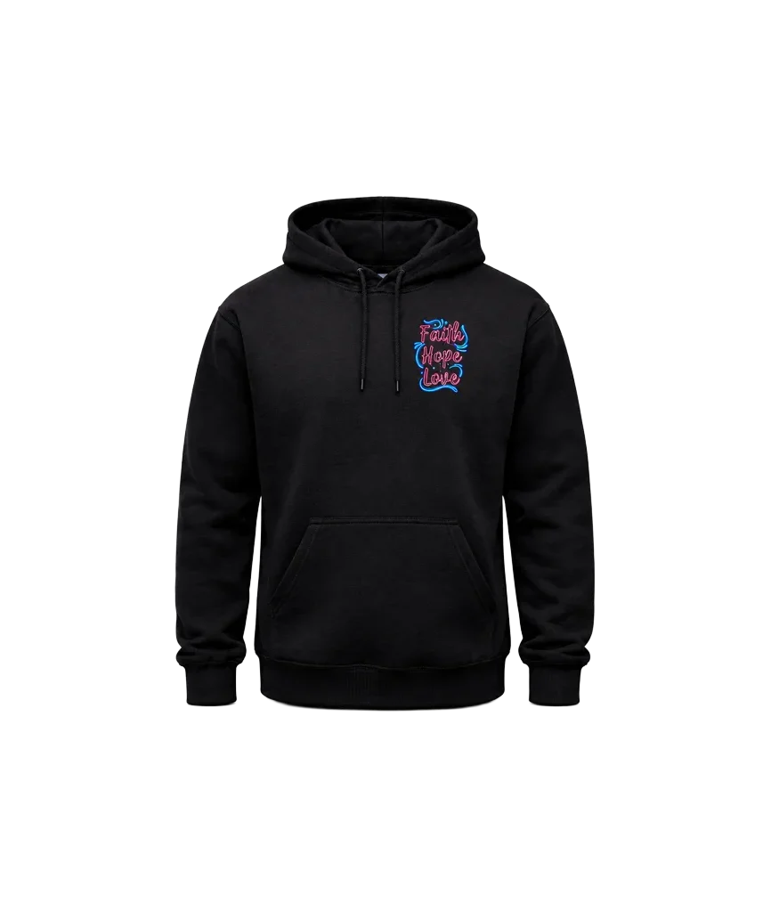 Faith Hope Love Front And Back Print Hoodie