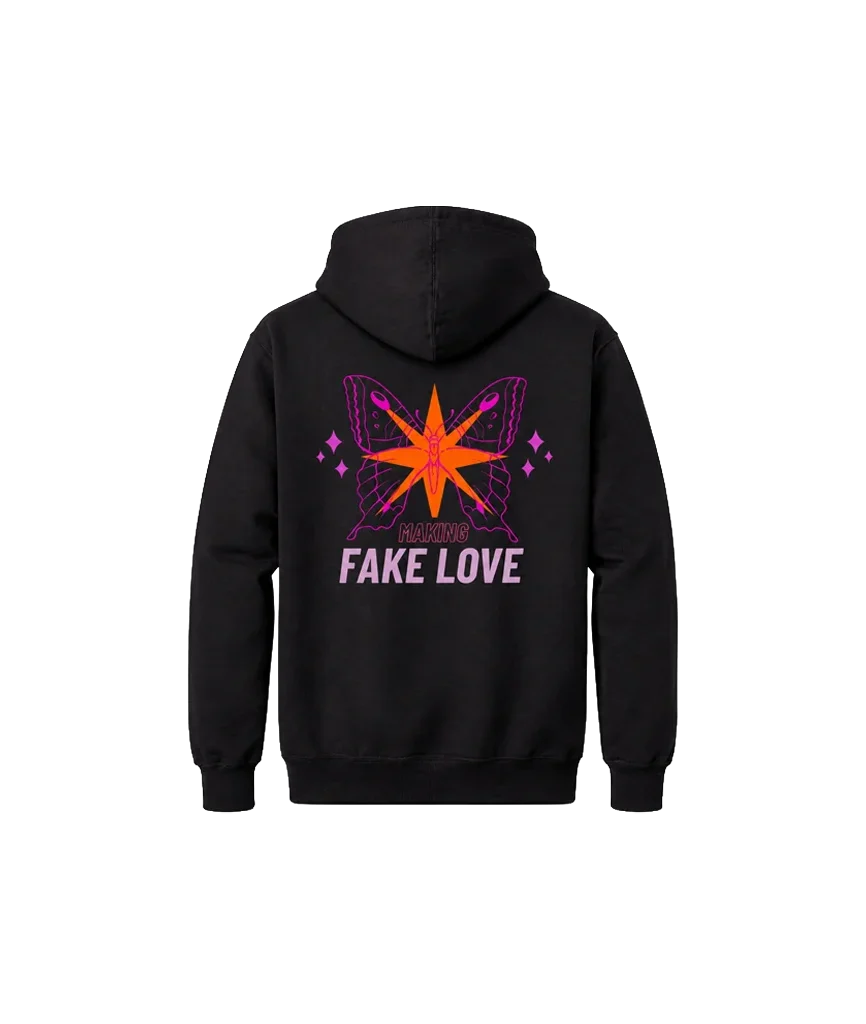 Fake Love Front And Back Print Hoodie