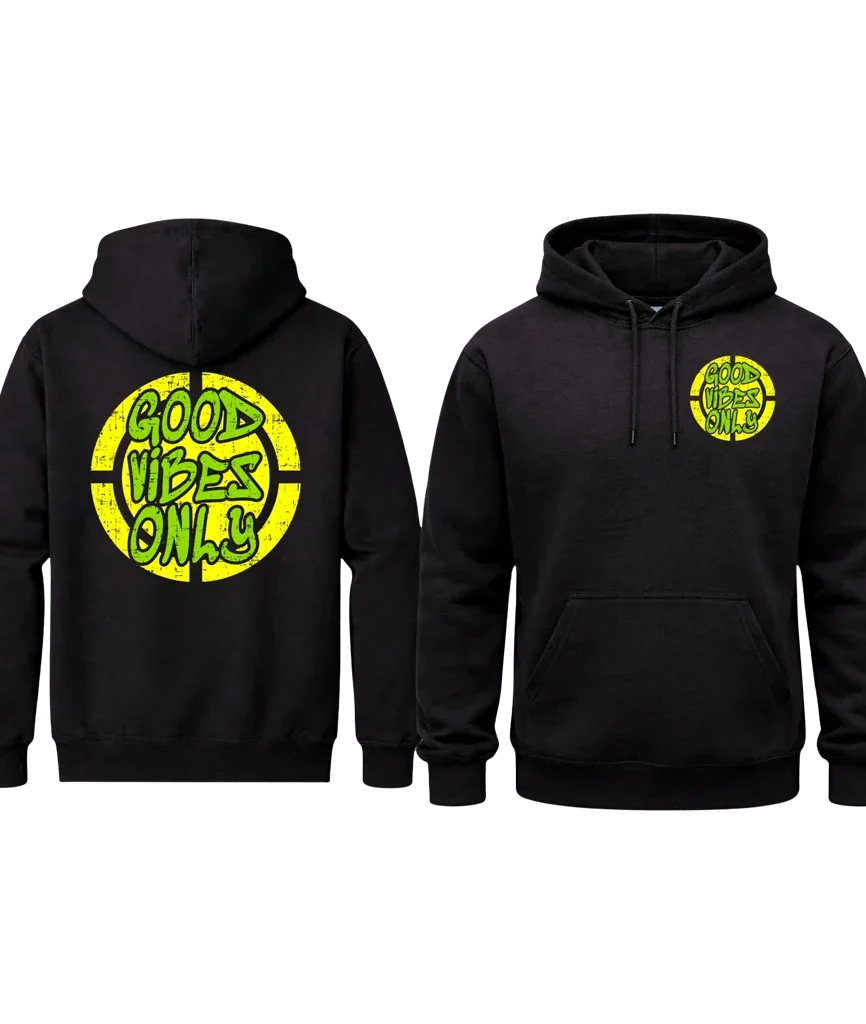 Double-Sided Good Vibes Print Hoodie