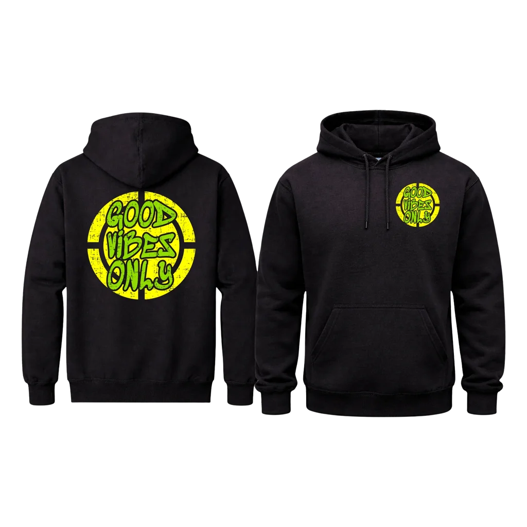 Double-Sided Good Vibes Print Hoodie