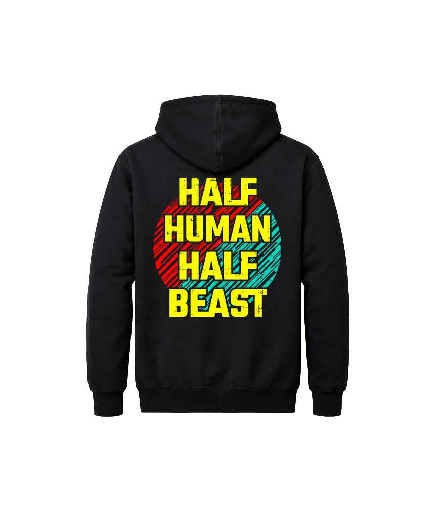 Half Human Half Beast Dual-Print Graphic Hoodie
