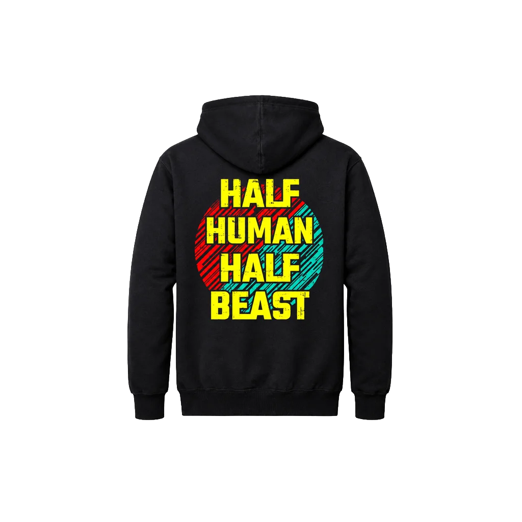 Half Human Half Beast Dual-Print Graphic Hoodie