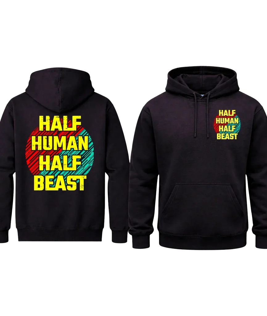 Half Human Half Beast Dual-Print Graphic Hoodie