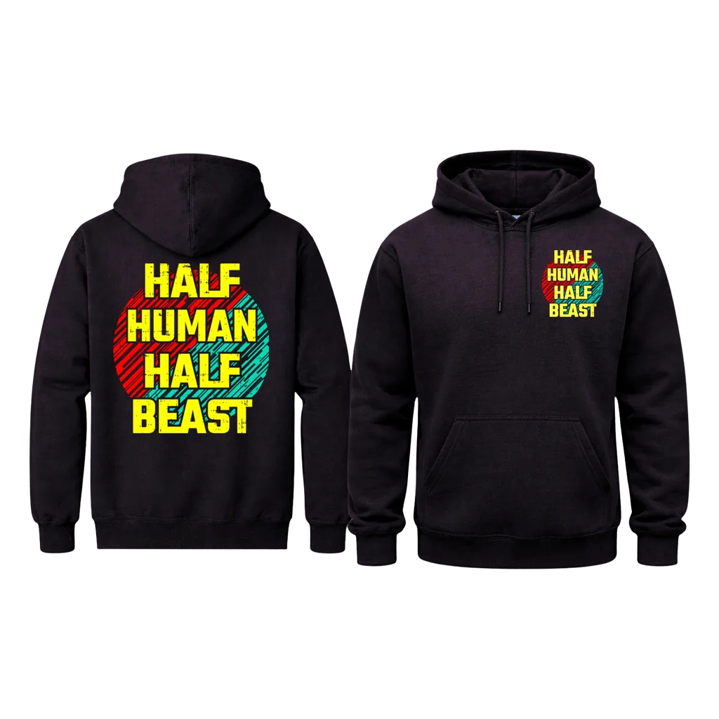 Half Human Half Beast Dual-Print Graphic Hoodie