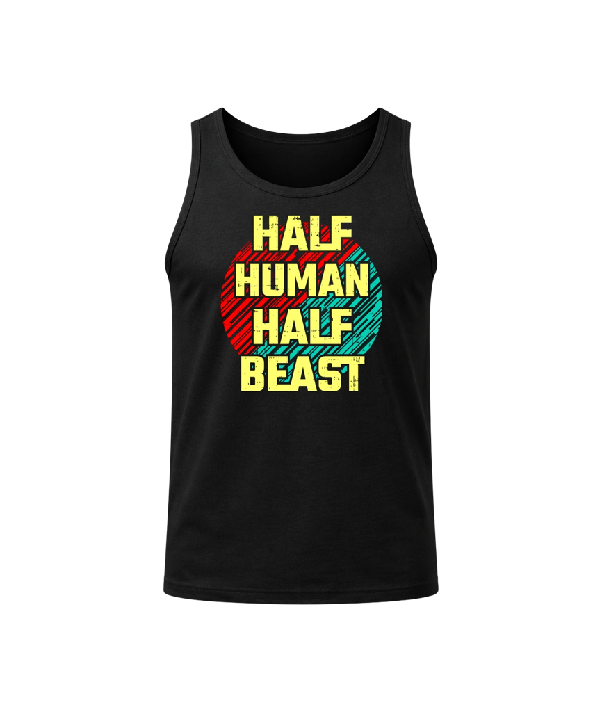 Half Human Half Beast Retro Graphic Tank Top