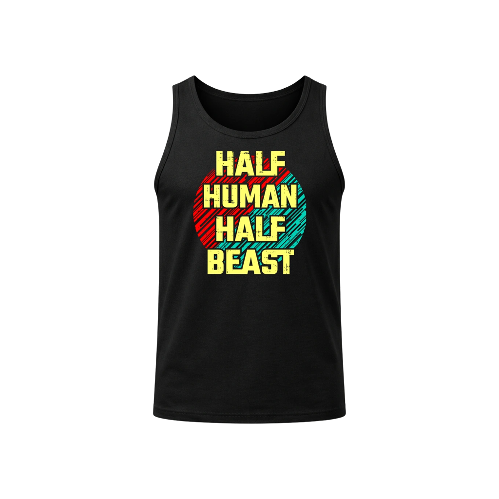 Half Human Half Beast Retro Graphic Tank Top