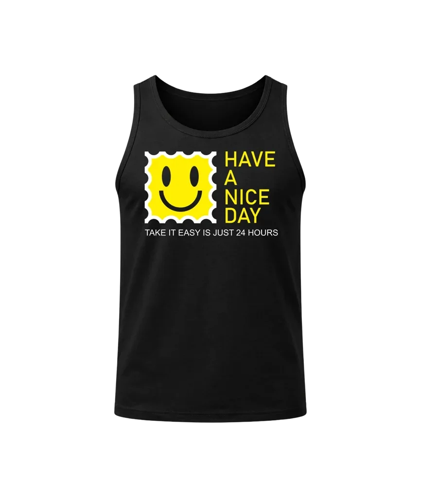 Yellow Smiley Stamp Sleeveless Tank