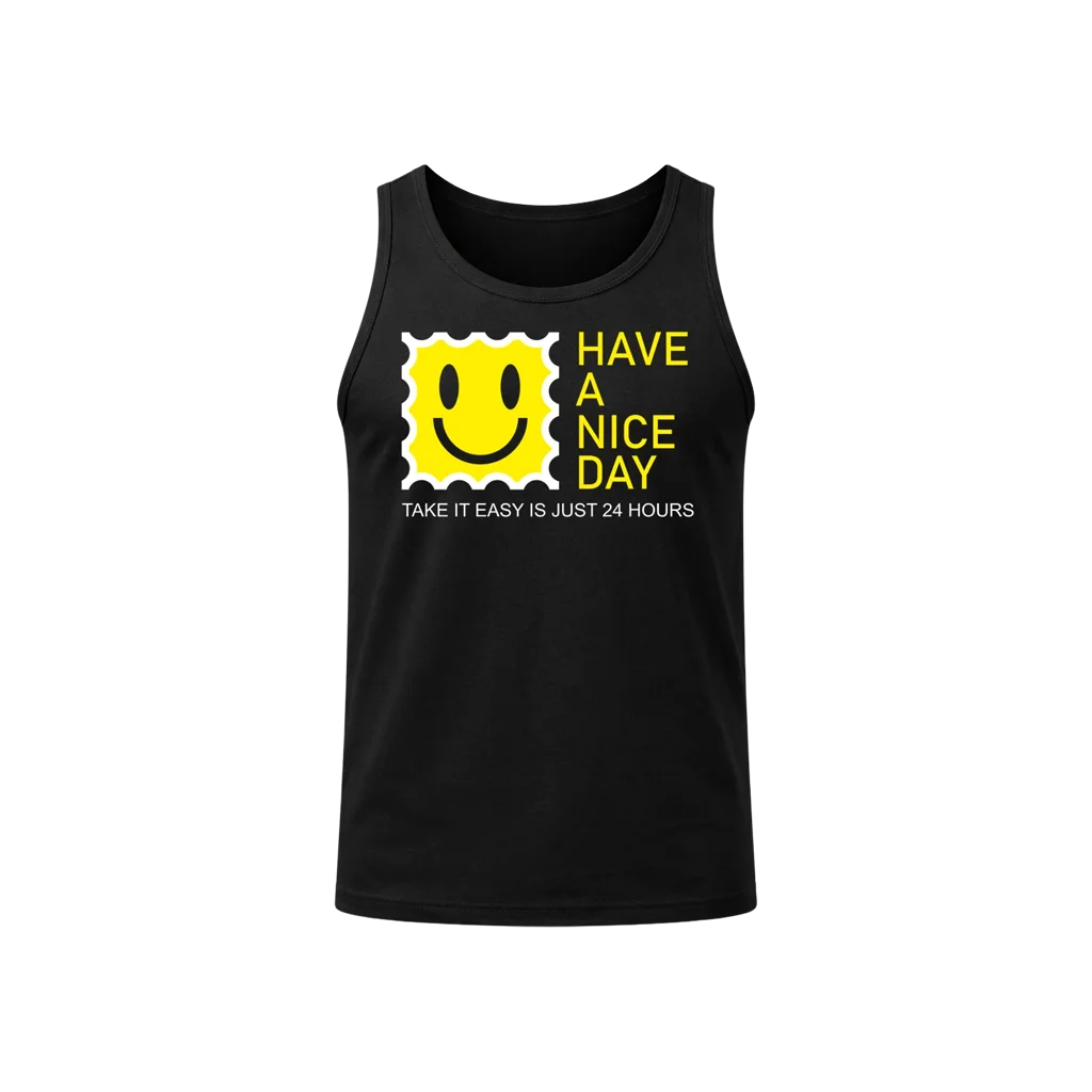 Yellow Smiley Stamp Sleeveless Tank