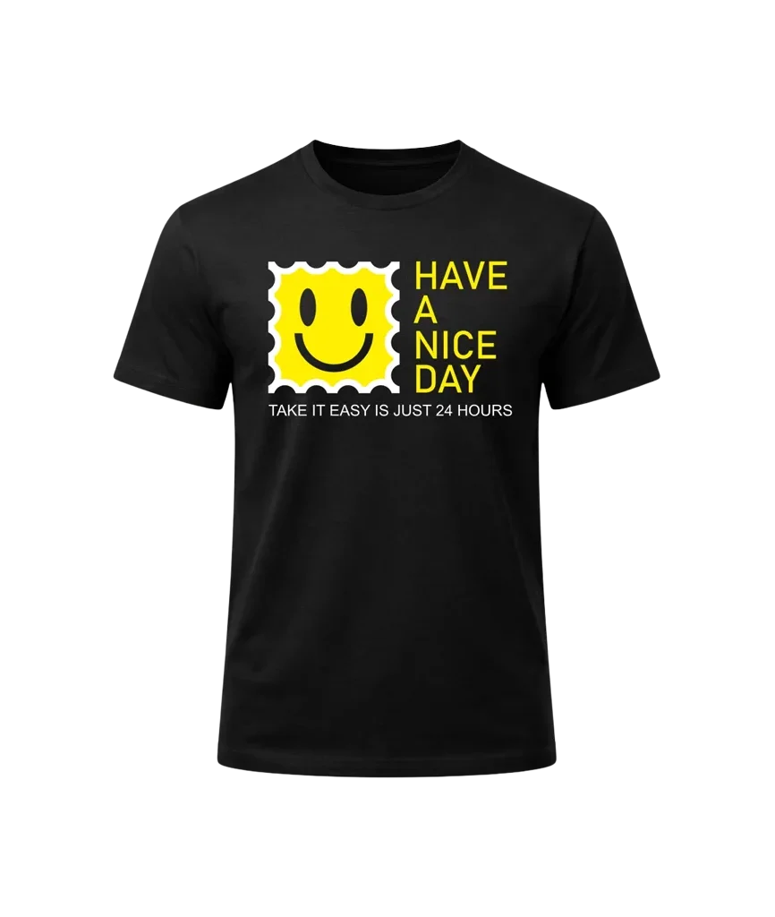 Yellow Smiley Stamp Crew Tee