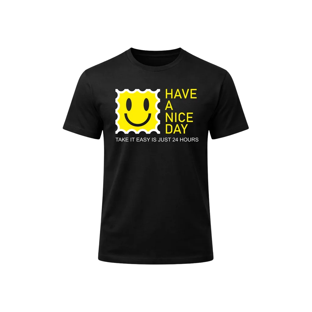 Yellow Smiley Stamp Crew Tee