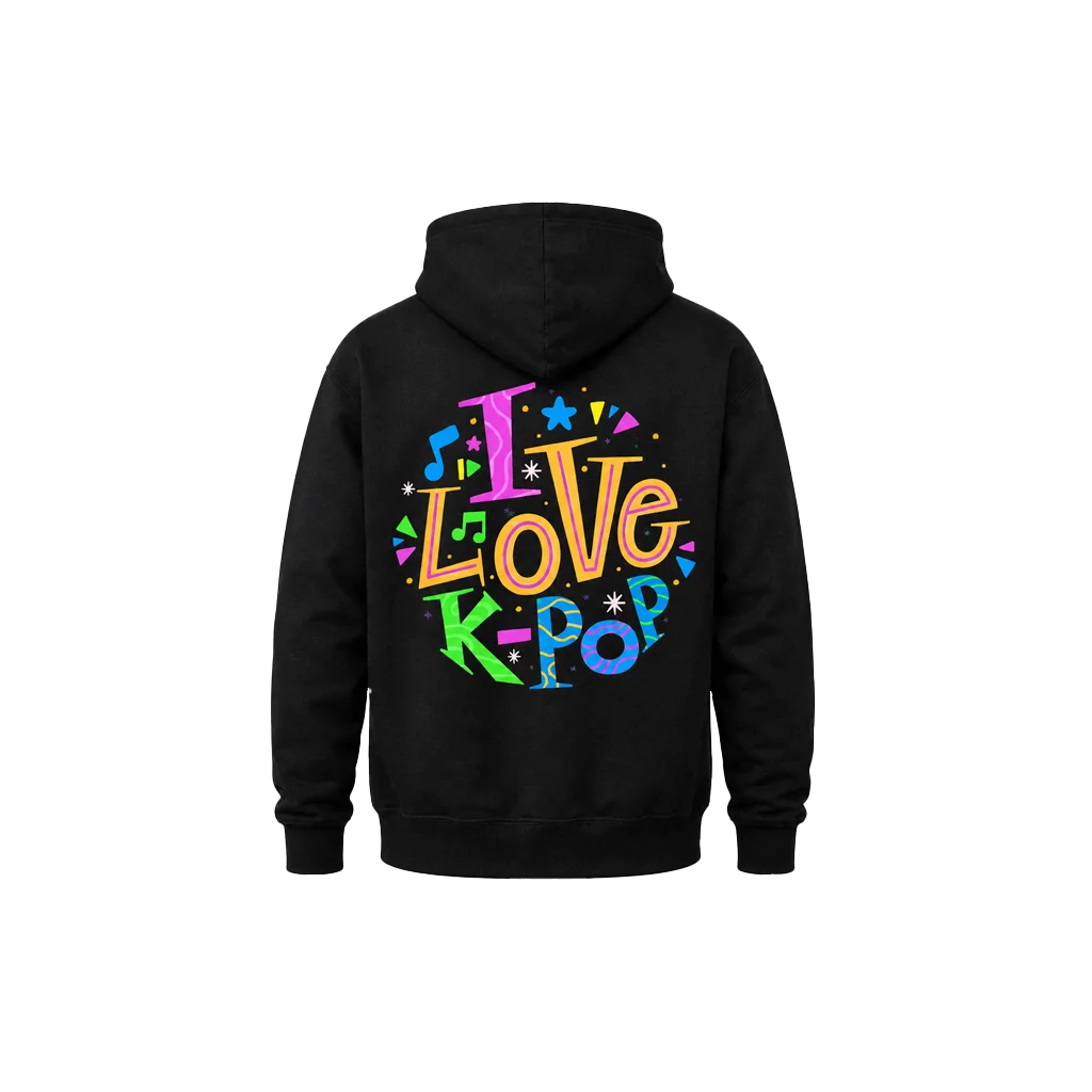 “I Love K-Pop” Dual-Print Graphic Hoodie