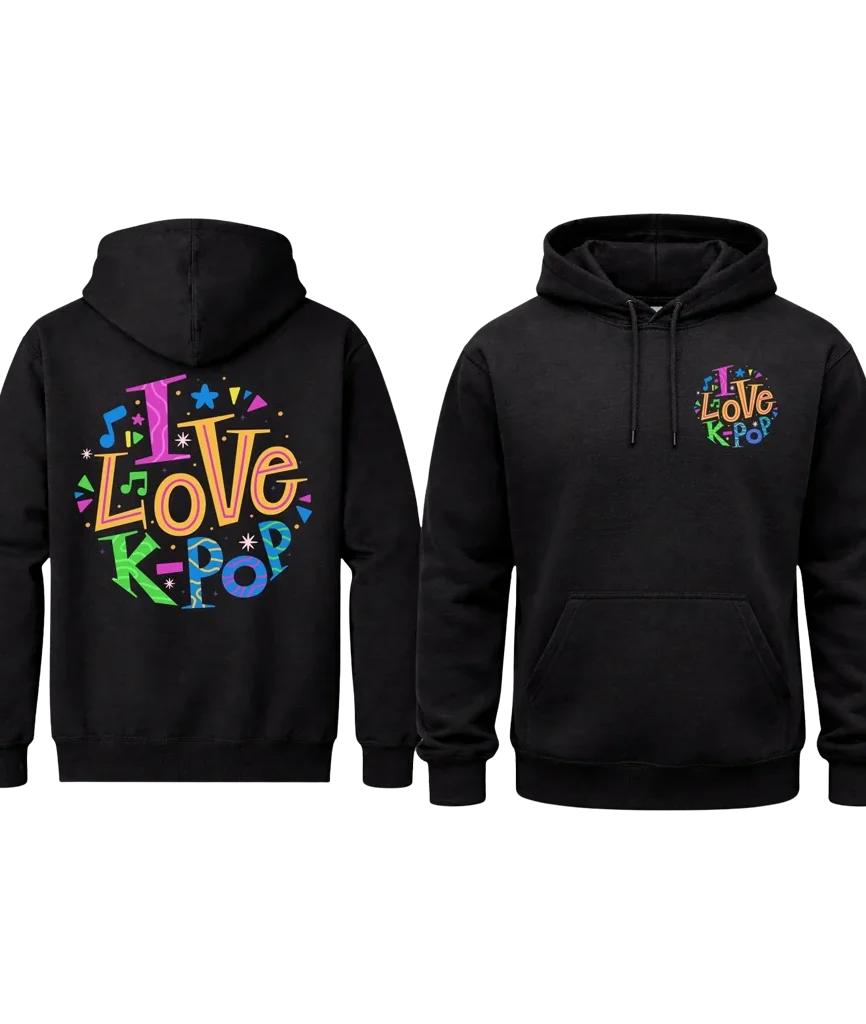 I Love K-Pop Front And Back Print Hoodie