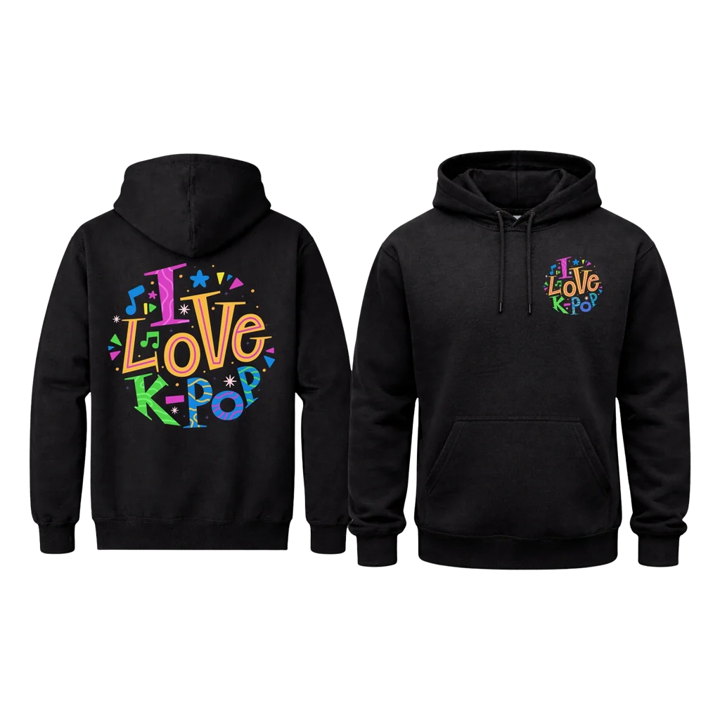 “I Love K-Pop” Dual-Print Graphic Hoodie