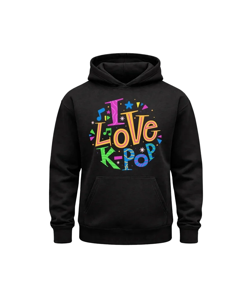 I Love K-Pop Graphic Hoodie