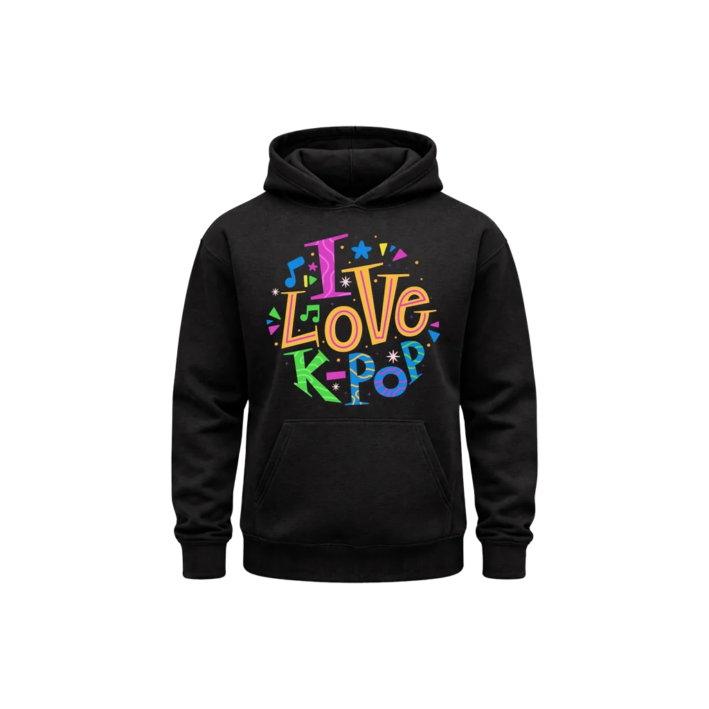I Love K-Pop Graphic Hoodie