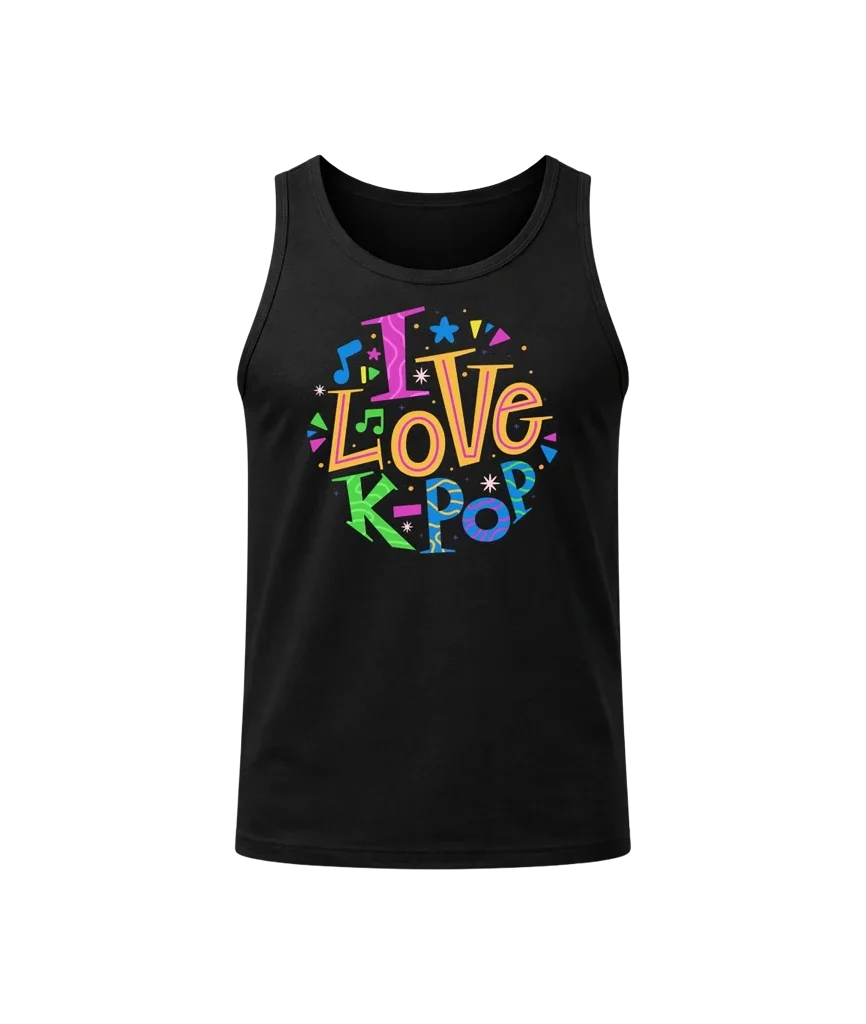 “I Love K-Pop” Vibrant Graphic Tank Top