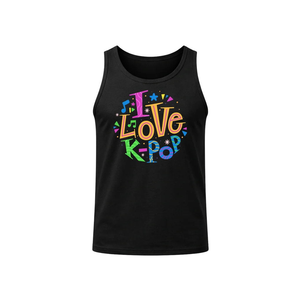 “I Love K-Pop” Vibrant Graphic Tank Top