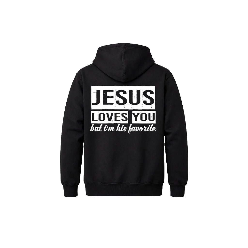 Jesus Loves You Chest Print Graphic Hoodie