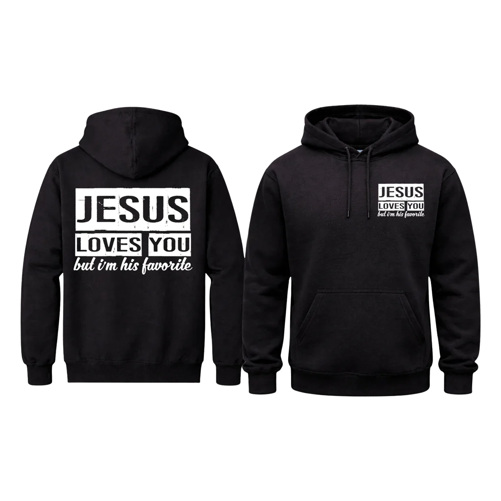 Jesus Loves You Chest Print Graphic Hoodie