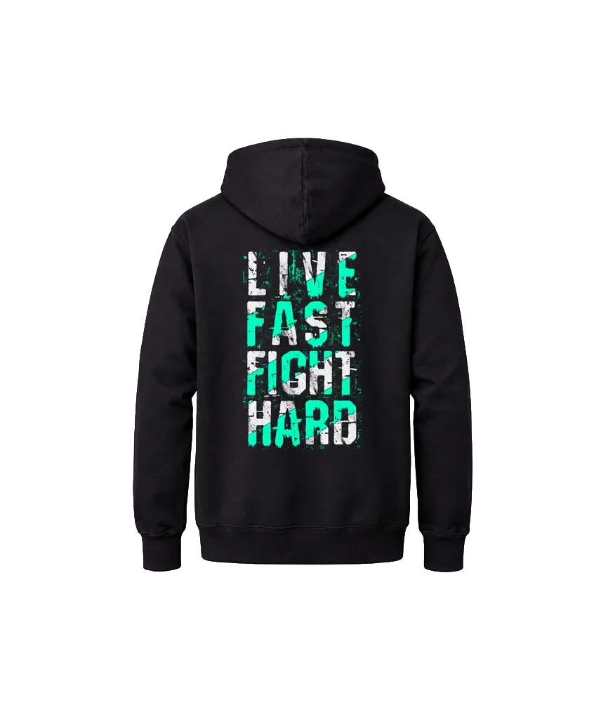 Live Fast Fight Hard Chest Print Graphic Hoodie