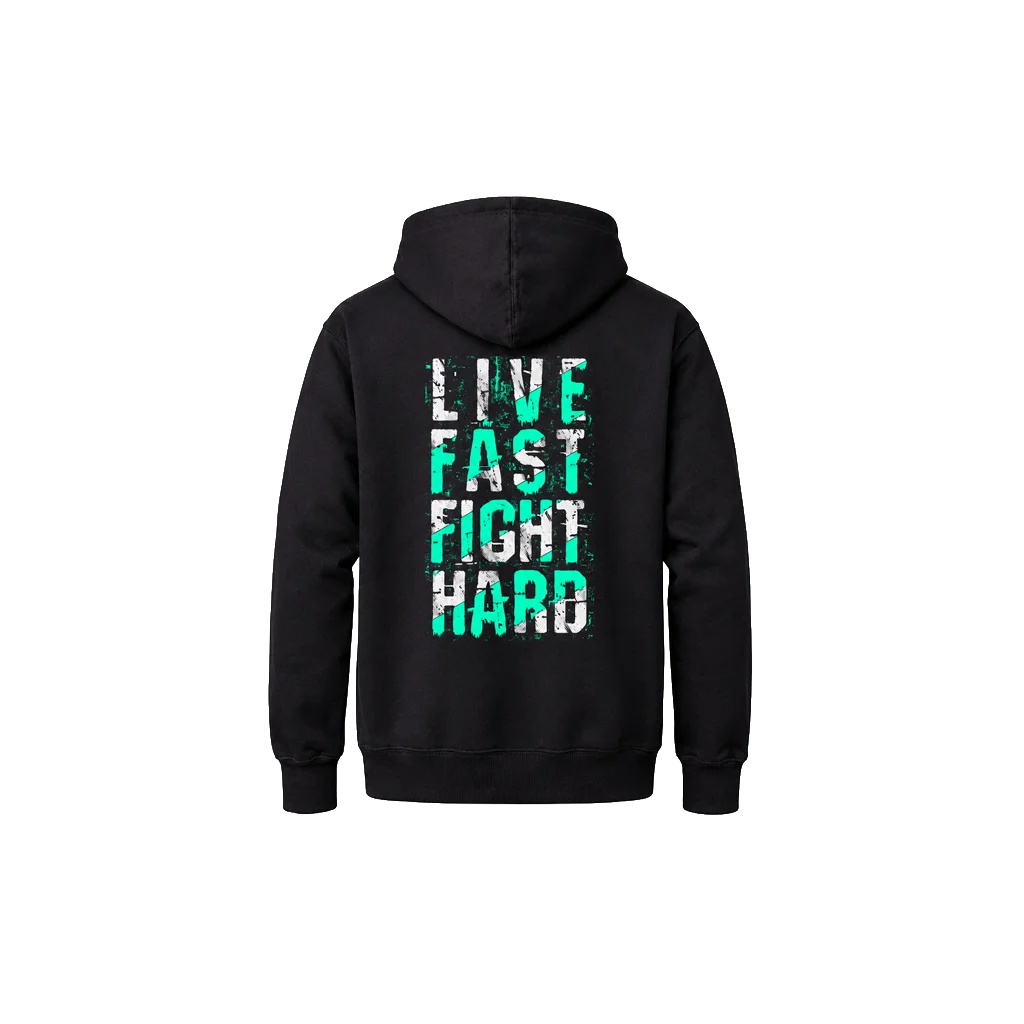 Live Fast Fight Hard Chest Print Graphic Hoodie
