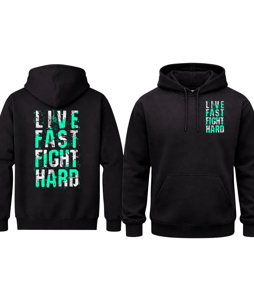 Live Fast Fight Hard Chest Print Graphic Hoodie