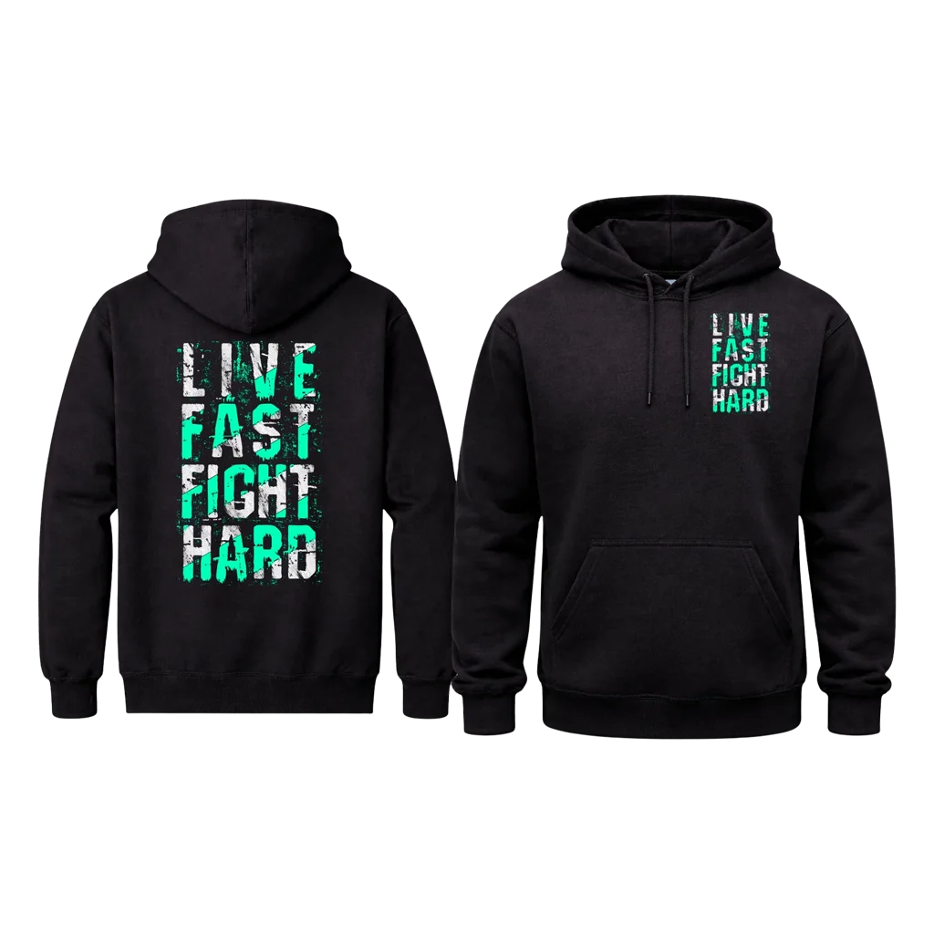 Live Fast Fight Hard Chest Print Graphic Hoodie