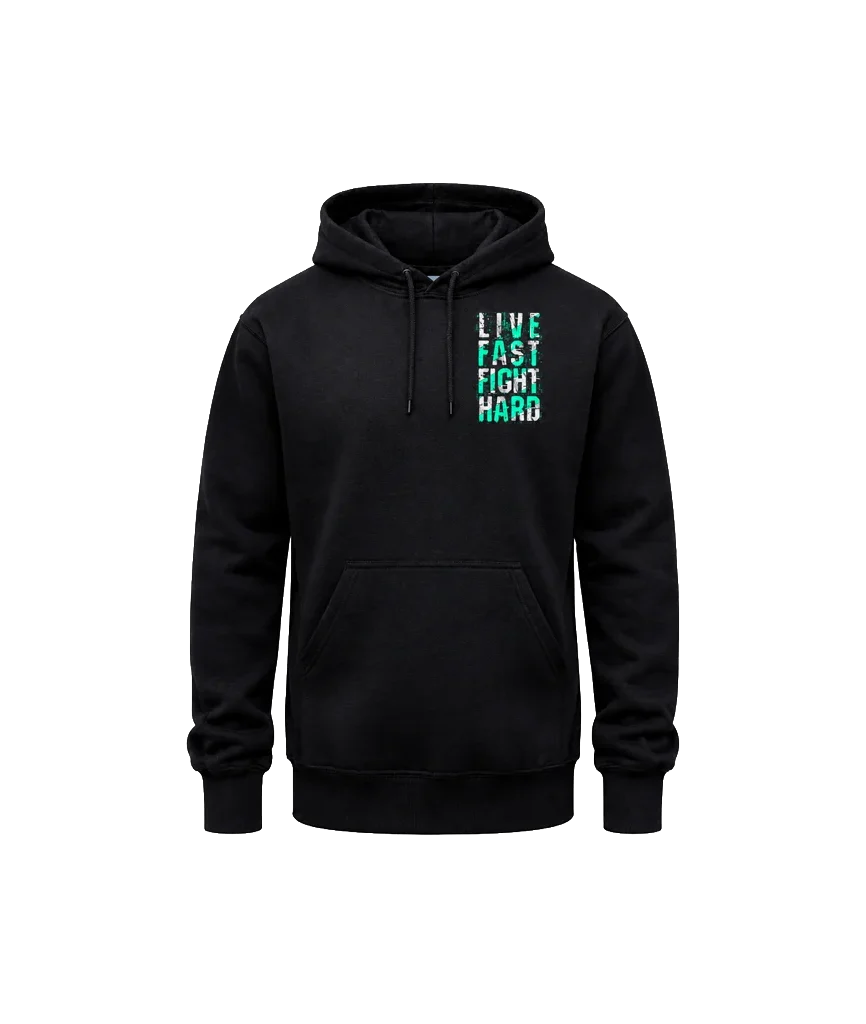 Live Fast Fight Hard Chest Print Graphic Hoodie