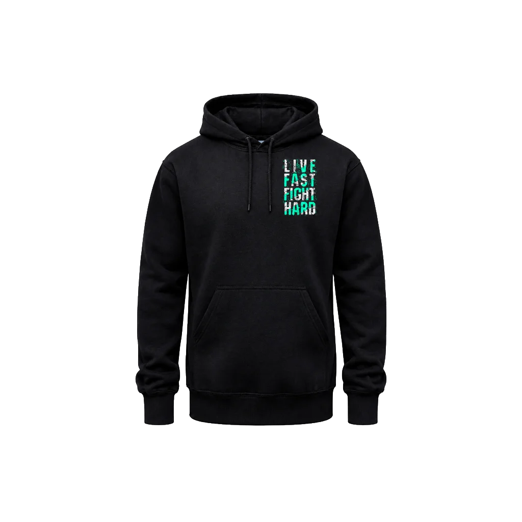 Live Fast Fight Hard Chest Print Graphic Hoodie