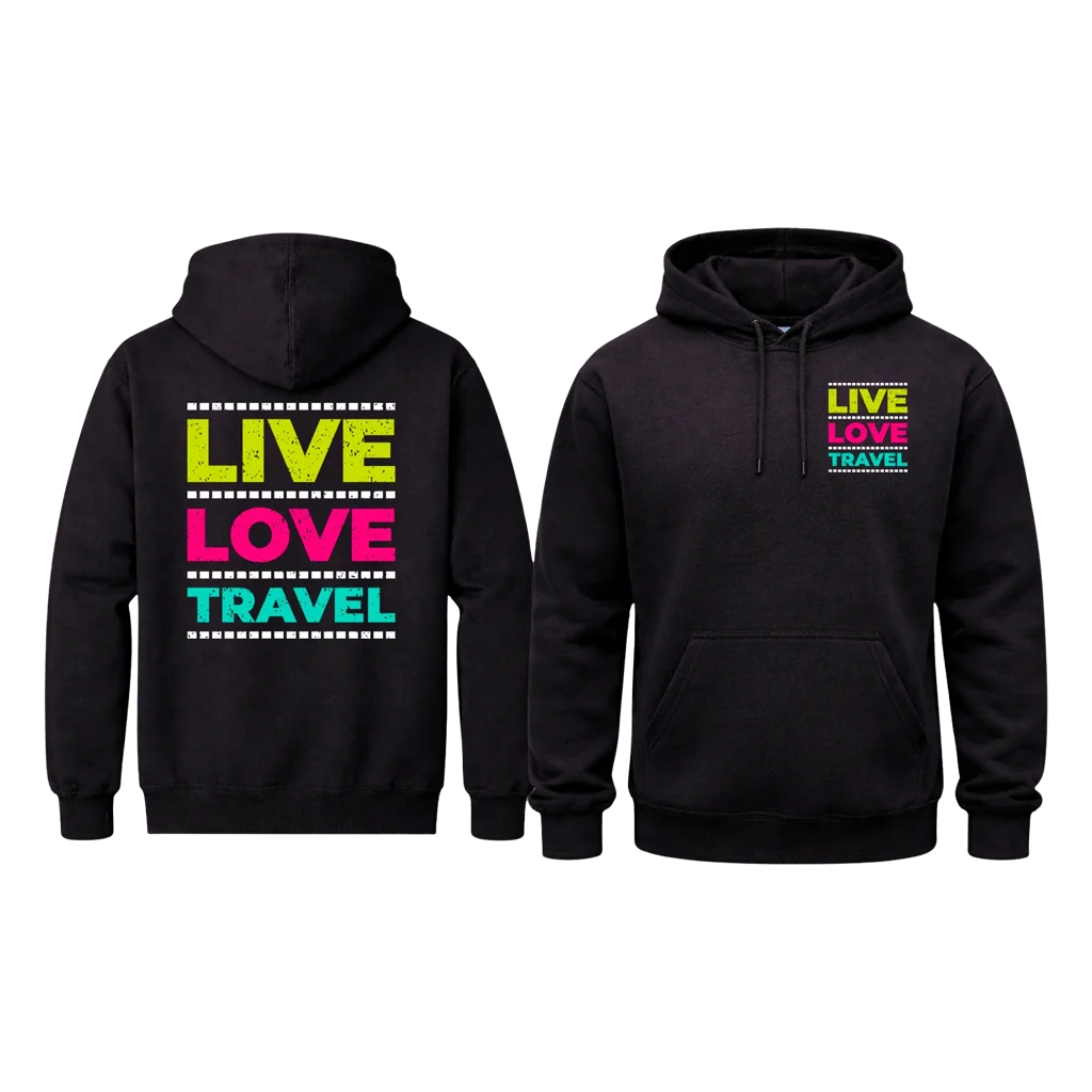 Live Love Travel Double Print Hoodie
