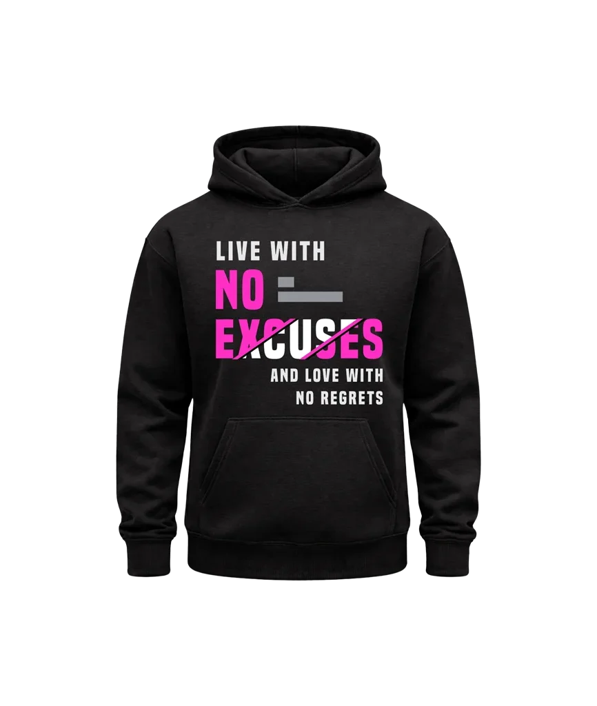 No Excuses Stealth Black Hoodie