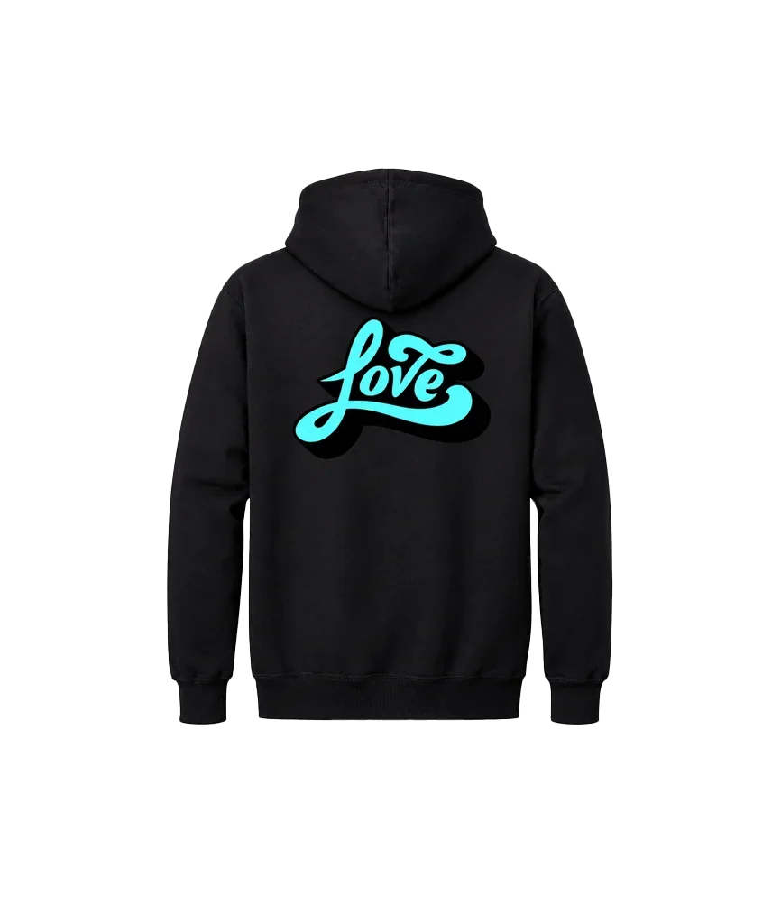Love Front And Back Print Hoodie