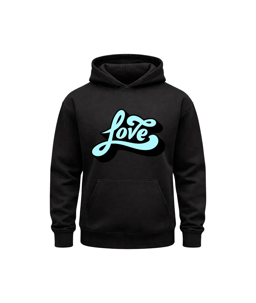 Love Black Print Hoodie