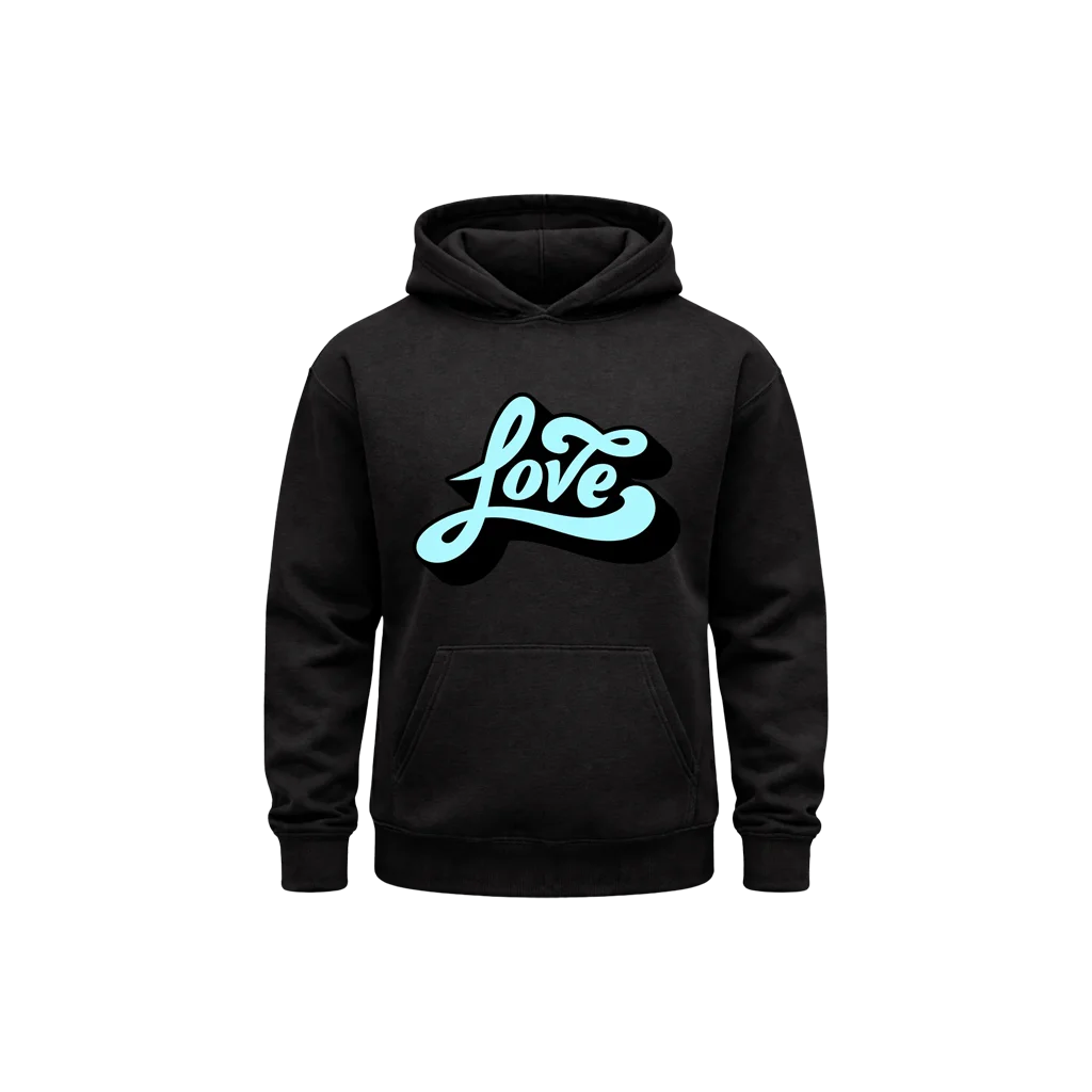 Love Black Print Hoodie