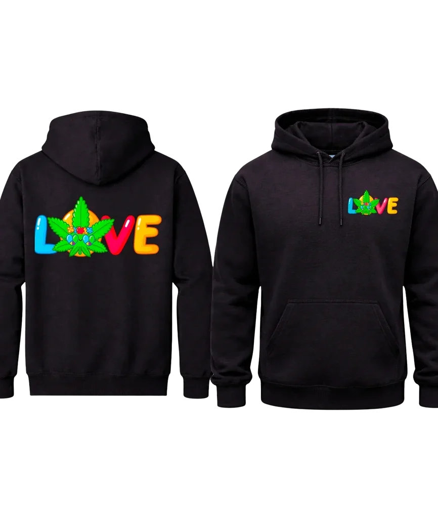 Love Front And Back Print Hoodie