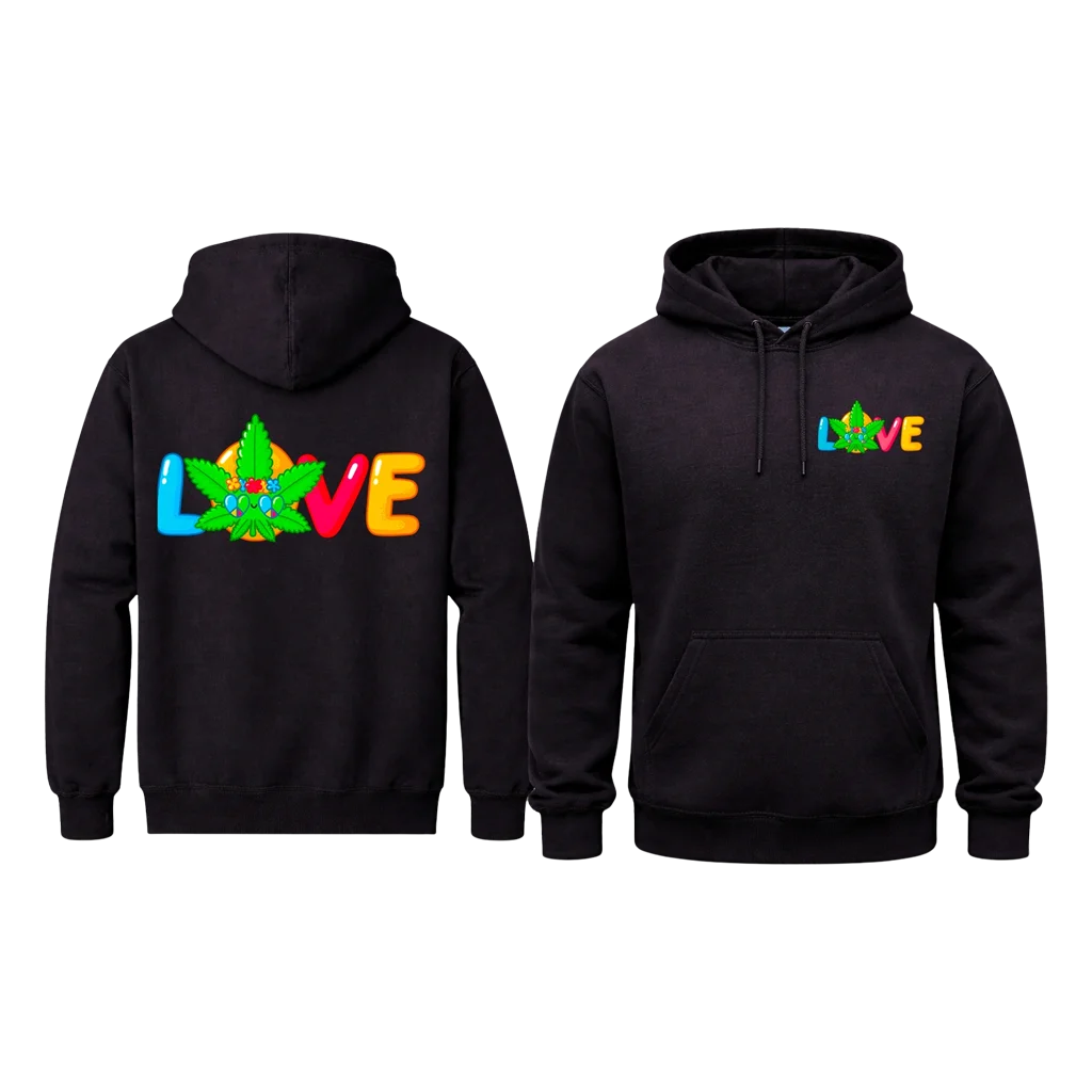 Love Front And Back Print Hoodie