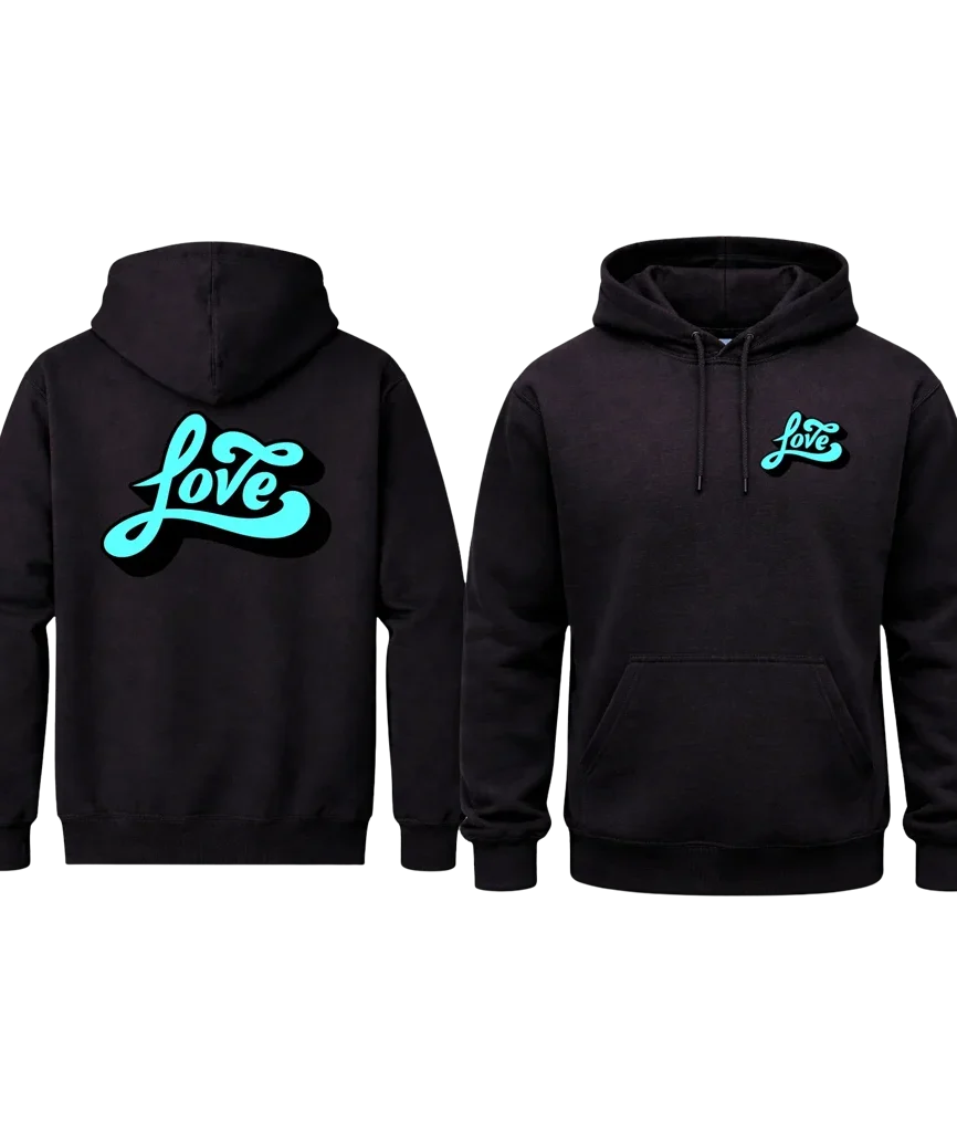 Love Front And Back Print Hoodie