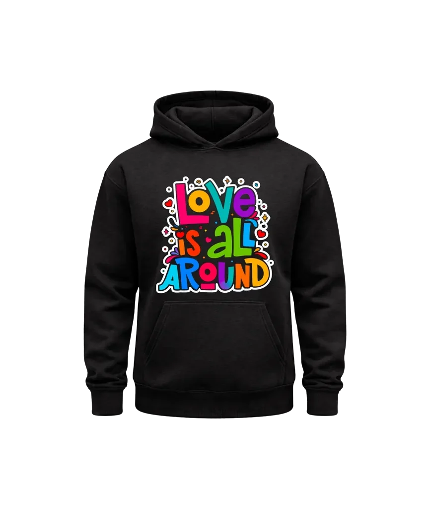 Love Is All Around Black Hoodie