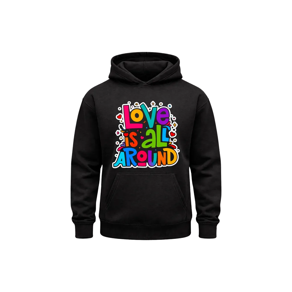 Love Is All Around Black Hoodie