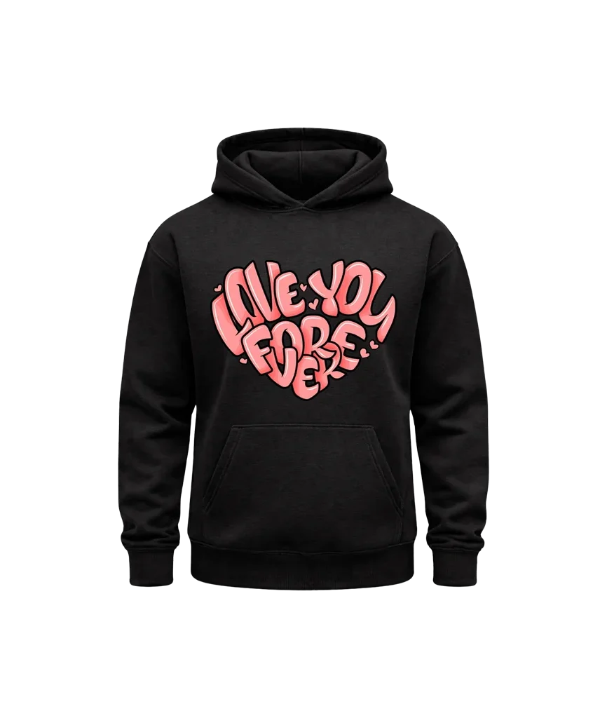 Love You Forever Heart Graphic Hoodie
