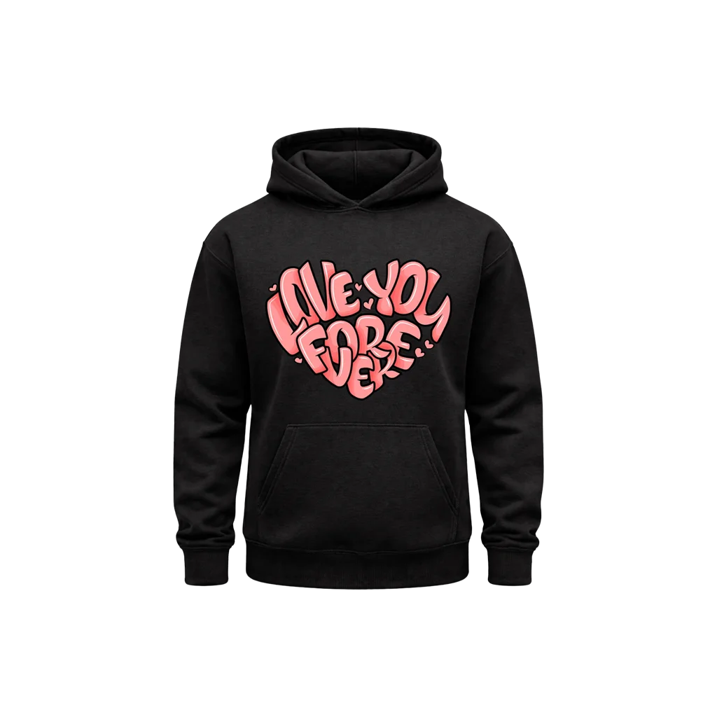 Love You Forever Heart Graphic Hoodie