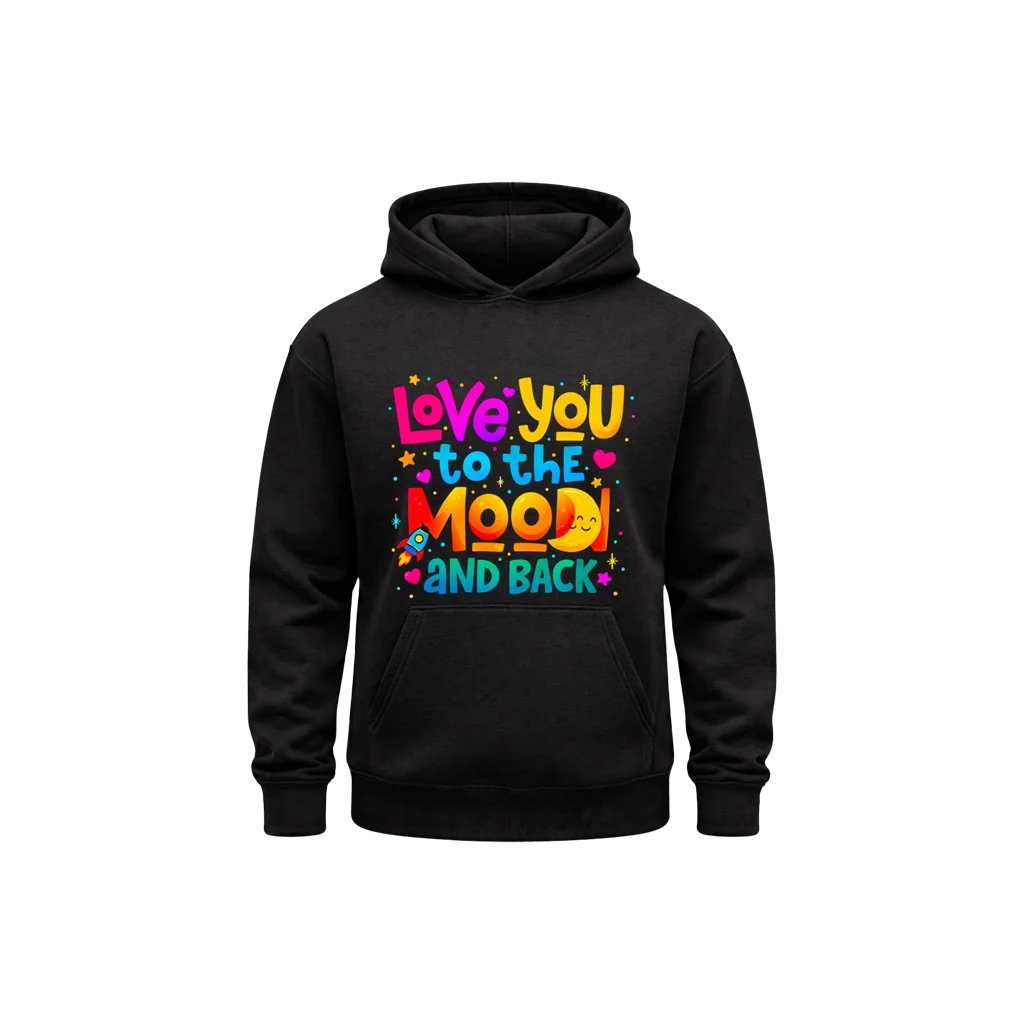 Love You To The Moon Black Hoodie