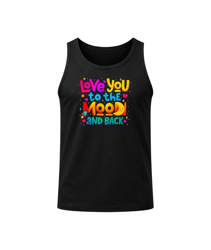 Love You To The Moon Black Tank Top
