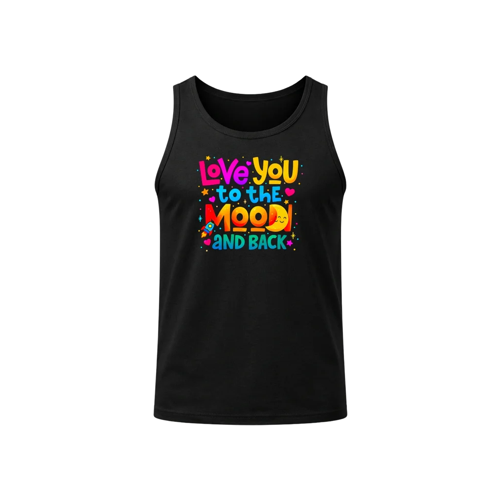 Love You To The Moon Black Tank Top