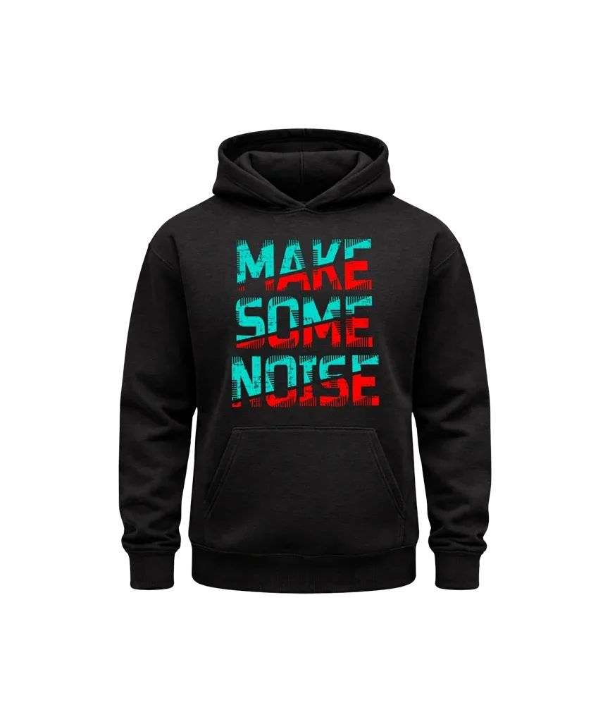 Make Some Noise Teal & Red Graphic Hoodie