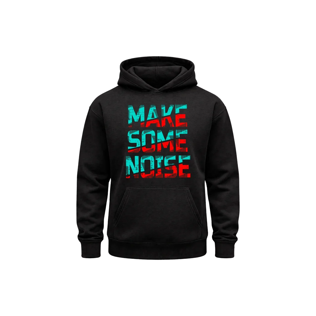 Make Some Noise Teal & Red Graphic Hoodie