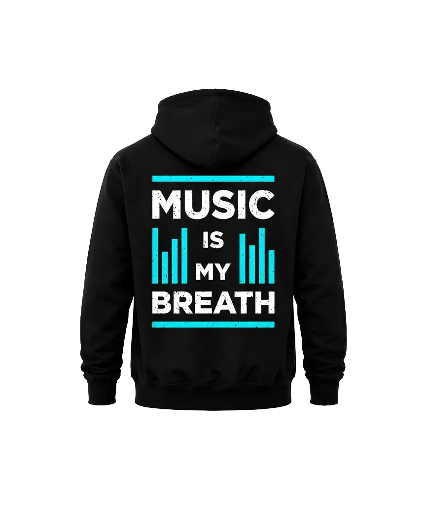 Music Is My Breath Front And Back Print Hoodie